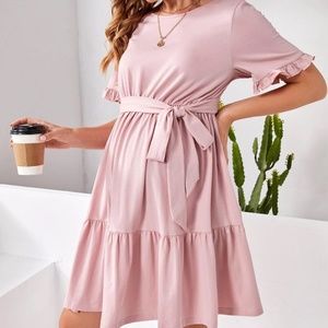 NWOT Pink Ruffle Maternity Dress